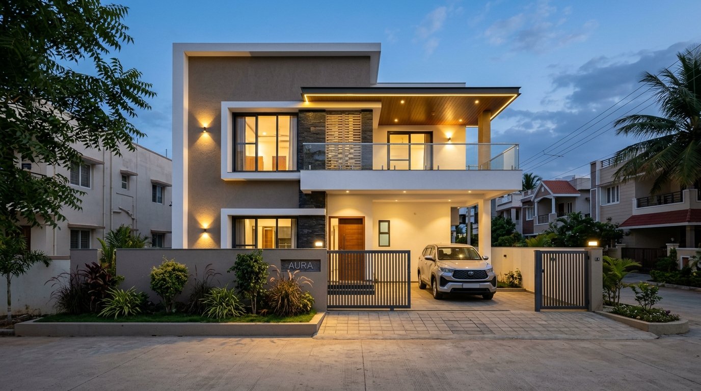 Finished contemporary two-storey residential villa in India