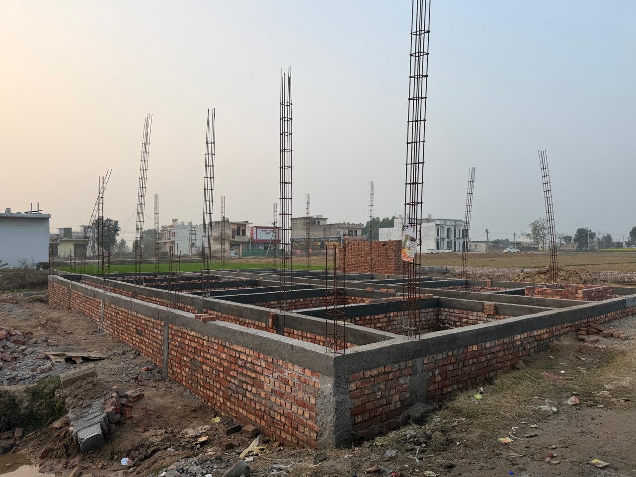 RCC & Boundary Wall Construction, Plinth Beam Grid & Column Work