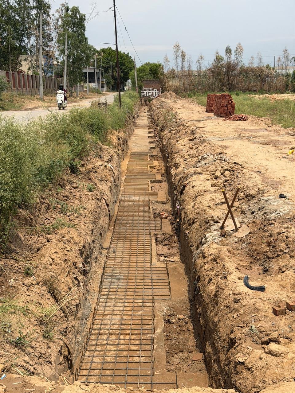 Heavy Steel Rebar Reinforcement Fabrication & Plain Cement Concrete (PCC) Work